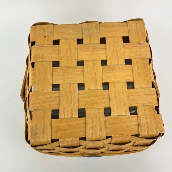 Peterboro Basket Co Napkin Basket with Stiff Swing Handle and Liner - Picture 5 of 8